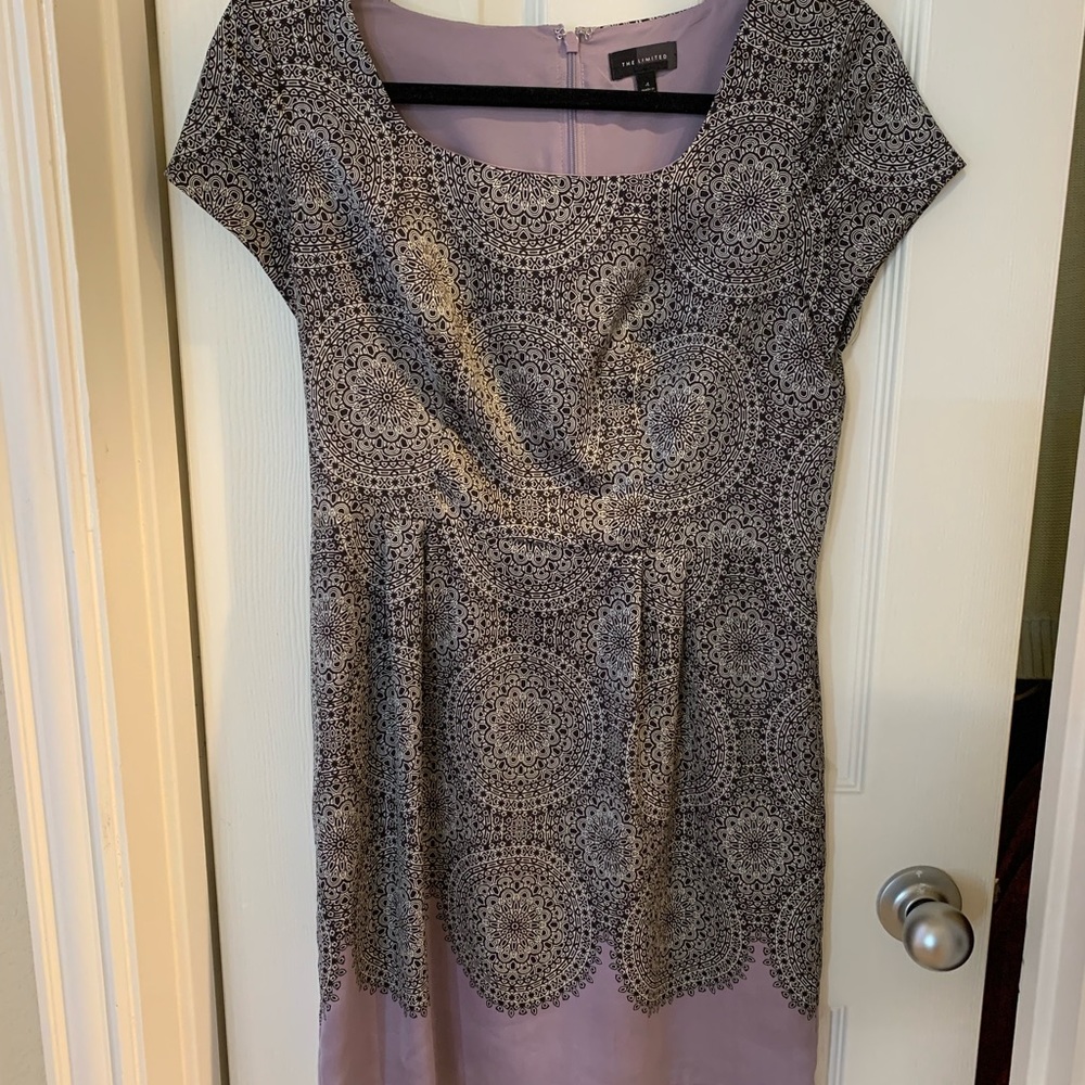 The Limited purple grey patterned dress